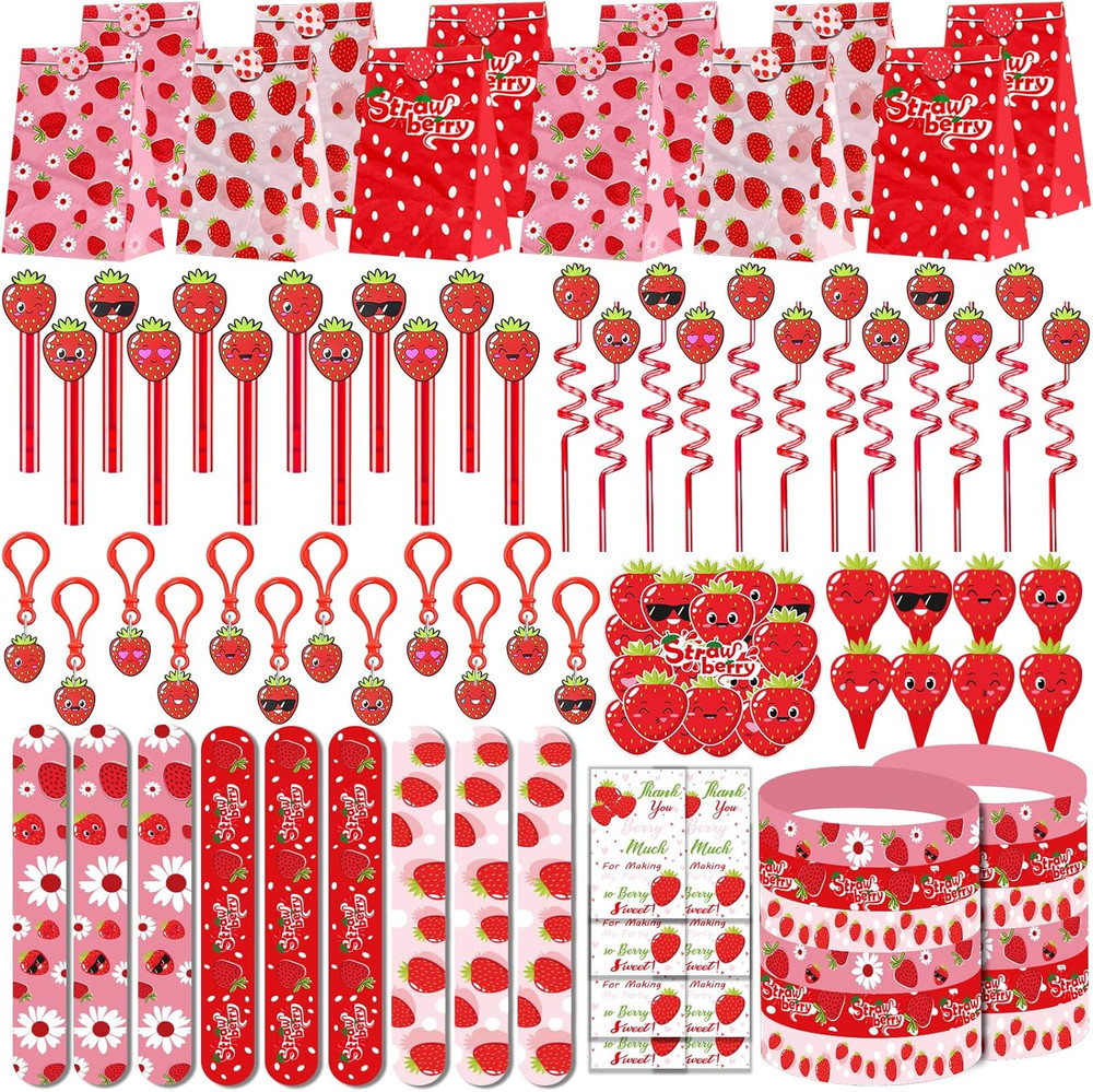 208PCS Strawberry Party Favors, Berry First Birthday Decor, Theme Decorations fo