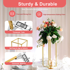 23.6in 10Pcs Tall Gold Metal Flower Stand for Wedding Table Centerpieces Decor