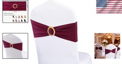 Reusable Dark Burgundy Chair Sashes 50 Count with Gold Buckles for Celebrations