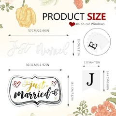 Just Married Car Decorations Set – Includes 4 Ornate Magnetic Signs (12×7.5