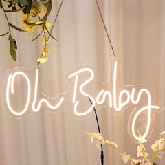 26 in Warm White Oh Baby Neon Sign LED Wall DECORATIVE LIGHTS Party Decorations