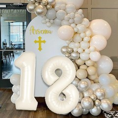 Cream White Number 10 Balloon for First Birthday Decorations,40 inch Huge Bei…