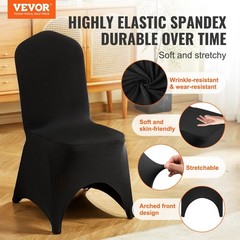 50Pcs Black Polyester&Spandex Stretch Chair Covers for Dining&Wedding