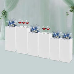 6Pc White Metal Display Pedestal Stands,Cuboid Freestanding Retail Display Riser