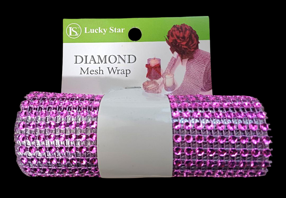 4.5″ x 1 YD FLOWER DIAMOND MESH WRAP ROLL RHINESTONE BLING