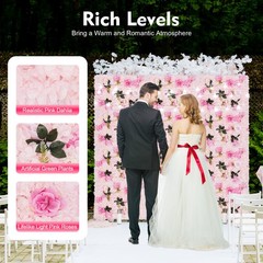 12pcs Artificial Flower Panels 24″x16″ Romantic Floral Backdrop Wedding Decor