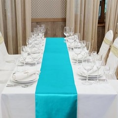 4 Pack Satin Table Runner 12 x 108 Inch Long Bright Silk and Smooth Teal