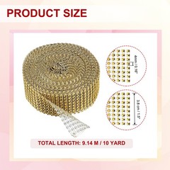 1.5″x10 Yard Crystal Rhinestones Mesh Ribbon Gold (4mm)