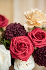 Ling’s Moment Artificial Flowers Fake Silk Roses Faux Dahlia Foam Gardenia Co…