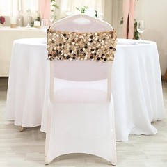 5 GOLD 10″ wide Large Payette Sequined Chair Sashes Party Wedding Decorations