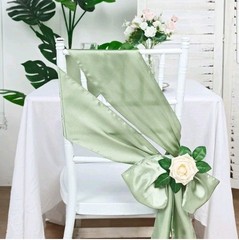 100 Pieces Sage Green Satin Chair Sashes for Wedding Reception Party Hotel Home