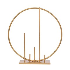 Gold 24″ Round Metal FLORAL HOOP Pillars Standing Wreath Table Centerpiece Party