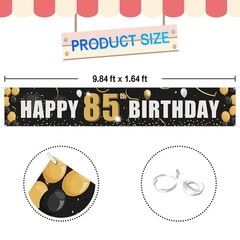 Happy 85th Birthday Yard Banner, Golden 85th Birthday Party Hanging Decoratio…