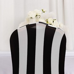 Black White Striped Premium Spandex Stretchable Banquet CHAIR COVER Party Events