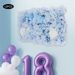 12PCS Artificial Flower Wall Panels White+Blue Dreamlike Flower Wall Backdrop
