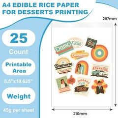 25 Count Edible Paper A4 11.7″ x 8.3″ Printable Frosting Sheets for Edible Pr…