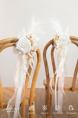 8pcs Wedding Artificial Aisle Pew Flowers White & Beige Chair Decorations