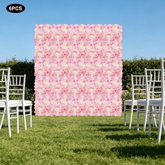 6 Pieces Reusable Design Silk And Pe Artificial Flower Wall Panel 16.54*16.54in