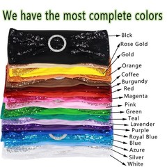 Sequin Chair Sashes 50 Pack – High Elasticity Spandex Stretch Chair Bows with…