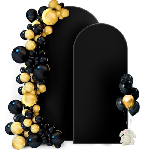 Wedding Arch Backdrop Cover, Set of 2 (7.2ft, 6ft), 2 Sided 7.2 ft, 6 ft Black