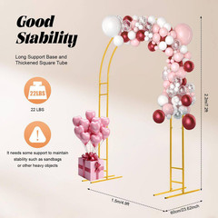 86.7 In. X 59.1 In. Gold Metal Double Tube Wedding Arch Backdrop Decoration Stan
