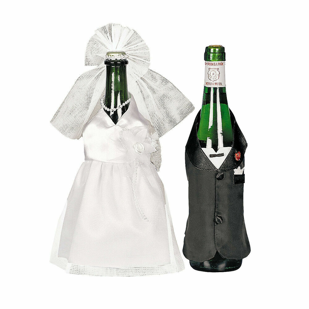 Wedding Dress Wine Bottle Covers, Bride and Groom Outfits, Dress Up Jacket Bags
