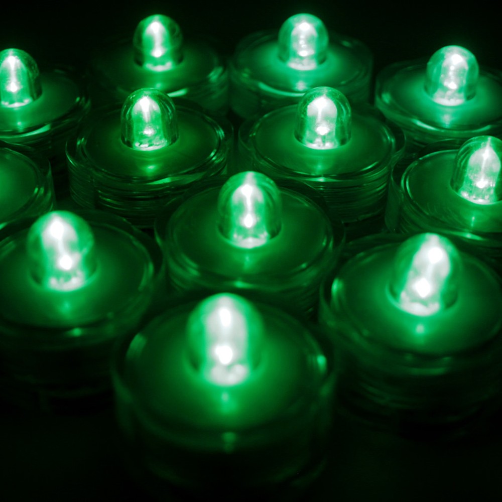 24 Pack Green Submersible Waterproof Underwater Battery LED Tea Light~Wedding