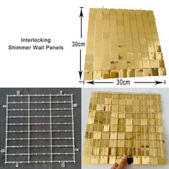 25 PCS Pack Mirror Light Gold Shimmer Wall Backdrop Sequin Panels Squares wit…