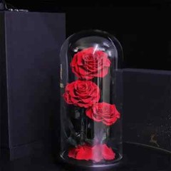 Three Eternal Roses with Glass Dome – Valentine’s Day Gift