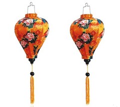 Set 2 Vietnam bamboo silk lanterns Flower fabric Wedding Lanterns – Buyer color