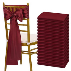 7 In. X 108 In. Satin Chair Sashes Bows Universal Chair Cover for Wedding Event