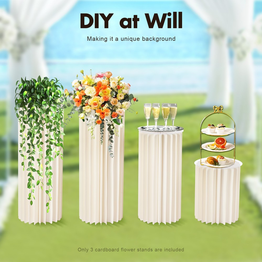 3PCS Cylinder Pedestal Stands Sturdy Multi-Use Display Columns for Wedding,