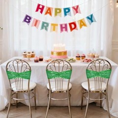 50 Pcs Sequin Chair Sashes Glitter Sequin Sashes Bands Decorative 50 PCS Green