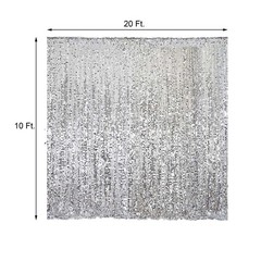 Silver Big Payette Sequined BACKDROP 20×10 ft Home Wedding Photo Prop Light Gray