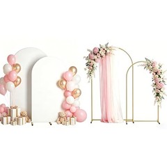 Arch Backdrop Stand and Cover Set 7.2FT/6FT, 7.2FT,6FT Gold Arches+White Covers
