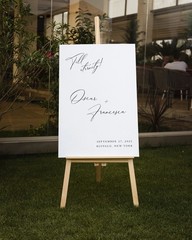 White Acrylic Wedding Sign With Black Names – Wedding Welcome Sign – Decor