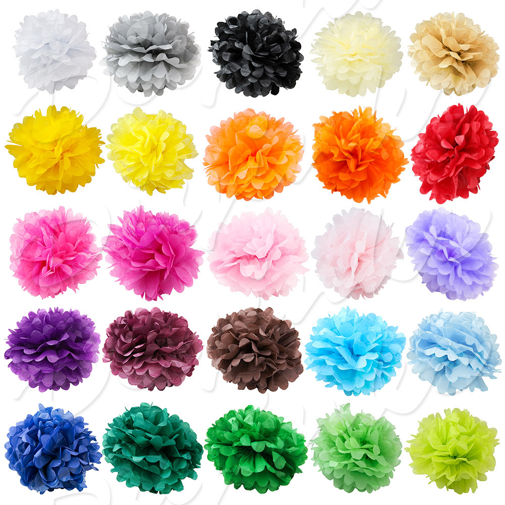 8 PC Paper Tissue Pom Poms 8″ 10″ 12″ 14″ 16″ Flower Wedding Party Pack piece