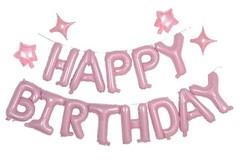 Pink Happy Birthday Banner Balloon Aluminum Foil 16 Inch Letter,Bright Pink 1…
