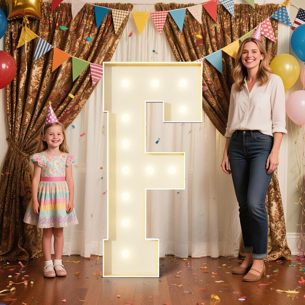 4FT Marquee Letters F Sign,Large Light Up Numbers Party Decoration – Hook and…