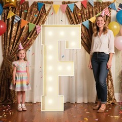 4FT Marquee Letters F Sign,Large Light Up Numbers Party Decoration – Hook and…
