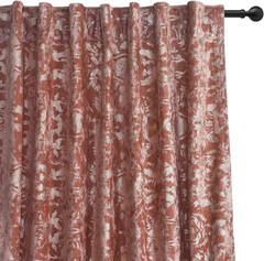 Blush Pink Velvet Curtains with Gold Foil Print, Room Darkening, 2 Panels