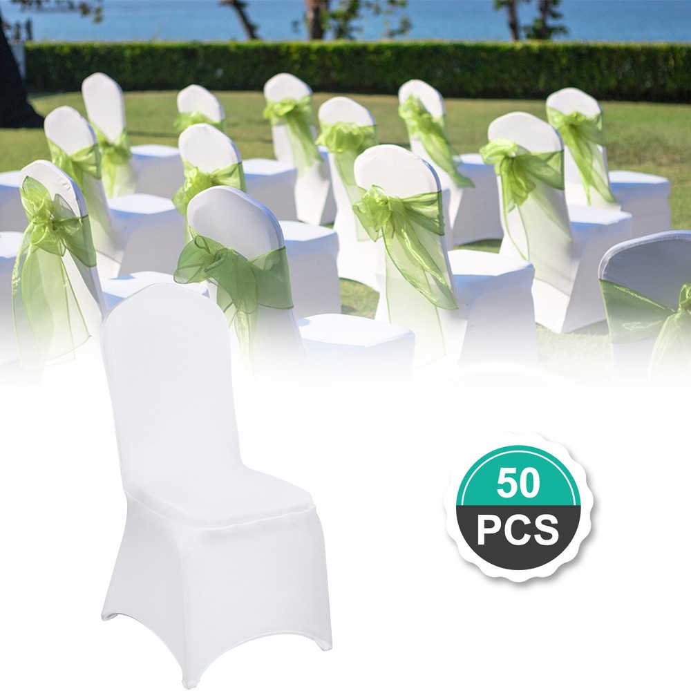 VEVOR 50pcs Chair Covers White Stretch Spandex Wedding Party Event Banquet Eve