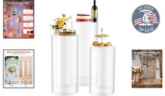 Versatile Cylinder Plinth Set – 3pcs Clear Acrylic Stands for Weddings & Parties