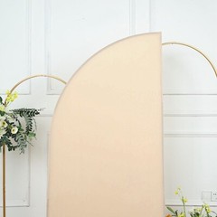 6 ft x 3 ft Matte BEIGE Fitted Spandex Half Moon Backdrop STAND COVER Party