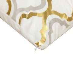 4 Square 18″ x 18″ White Velvet Throw Pillow Covers Gold Geometric Print Home