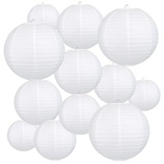 12Pcs Round Paper Lanterns Assorted Sizes (6″ 8″ 10″ 12″) for Home Decor, Res…
