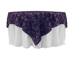 10 Grandiose 3D Large Rose 90″x90″ Rosette Satin Overlays Tablecloth Table Cover