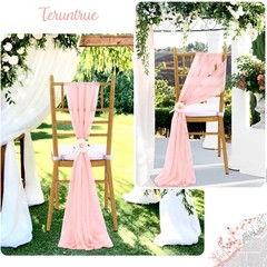 PakiInno Blush Chair Sashes Tulle Fabric: 50 Pcs Wedding Sheer Chair Bows Tie…