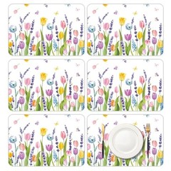 6 Pcs Lavender Tulip Placemats, 11×16 Inch Summer Floral colorful tulips
