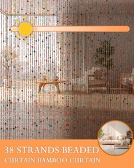38 Strands Beaded Curtain for Doorways -35.4″x79″- Handmade Natural Beaded Cu…